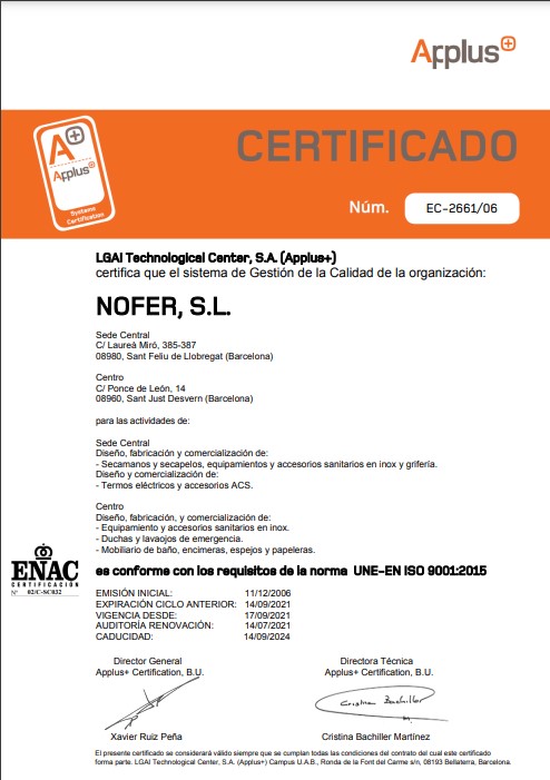 Сертификат ISO NOFER